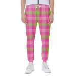 Green And Pink Buffalo Plaid Print Scuba Joggers