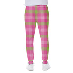 Green And Pink Buffalo Plaid Print Scuba Joggers