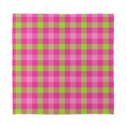 Green And Pink Buffalo Plaid Print Silk Bandana