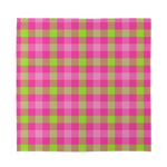 Green And Pink Buffalo Plaid Print Silk Bandana