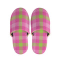 Green And Pink Buffalo Plaid Print Slippers