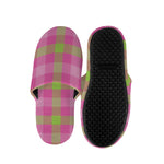 Green And Pink Buffalo Plaid Print Slippers