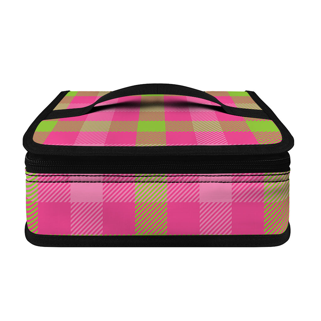 Green And Pink Buffalo Plaid Print Small Lunch Bag