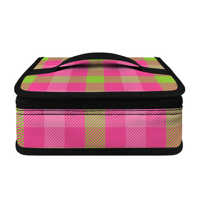 Green And Pink Buffalo Plaid Print Small Lunch Bag