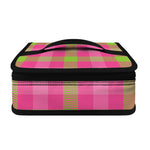 Green And Pink Buffalo Plaid Print Small Lunch Bag