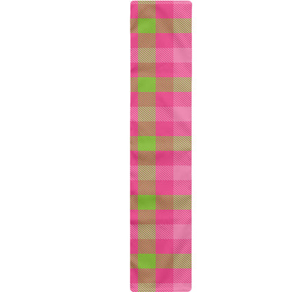 Green And Pink Buffalo Plaid Print Table Runner