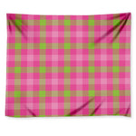 Green And Pink Buffalo Plaid Print Tapestry