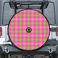 Green And Pink Buffalo Plaid Print Tire Cover With Camera Hole