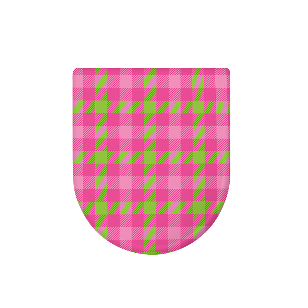 Green And Pink Buffalo Plaid Print Toilet Lid Cover