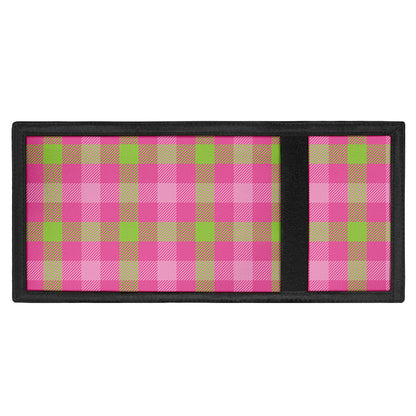 Green And Pink Buffalo Plaid Print Trifold Wallet