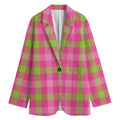 Green And Pink Buffalo Plaid Print Women's Blazer