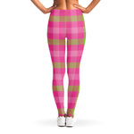 Green And Pink Buffalo Plaid Print Women's Leggings