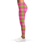 Green And Pink Buffalo Plaid Print Women's Leggings