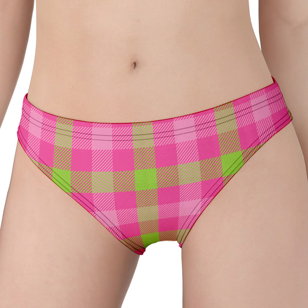 Green And Pink Buffalo Plaid Print Women's Panties