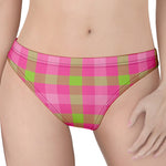 Green And Pink Buffalo Plaid Print Women's Thong