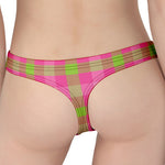 Green And Pink Buffalo Plaid Print Women's Thong