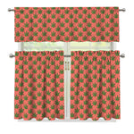 Green And Pink Cannabis Leaf Print 3 Piece Kitchen Curtains