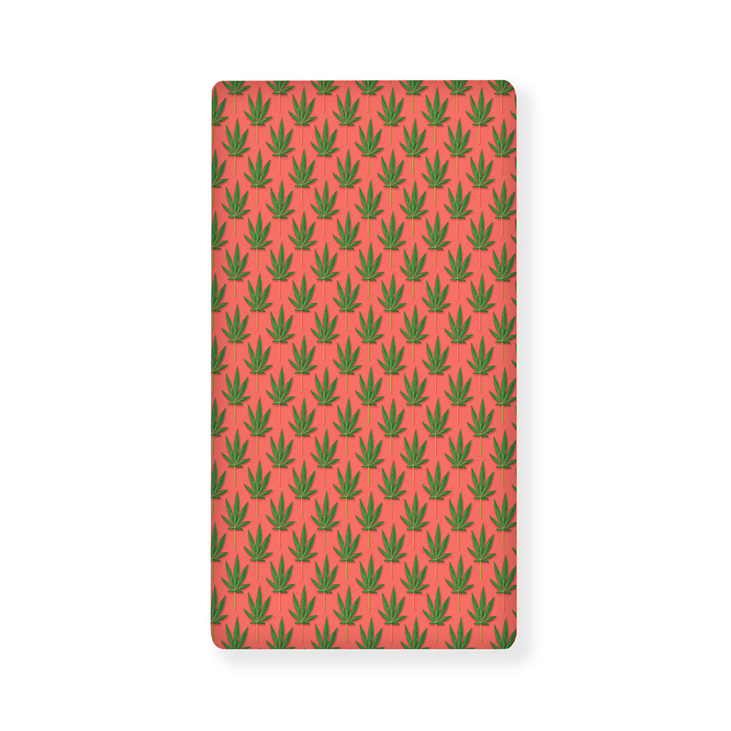 Green And Pink Cannabis Leaf Print Baby Crib Sheet