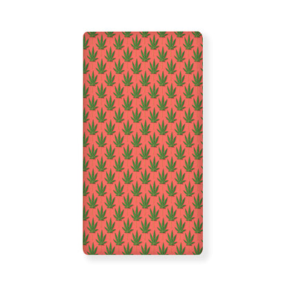 Green And Pink Cannabis Leaf Print Baby Crib Sheet