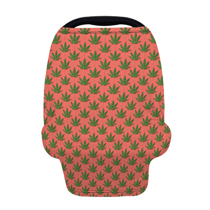 Green And Pink Cannabis Leaf Print Baby Seat Cover