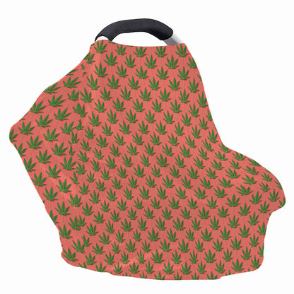Green And Pink Cannabis Leaf Print Baby Seat Cover
