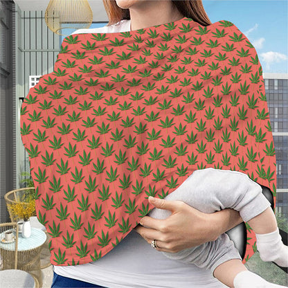 Green And Pink Cannabis Leaf Print Baby Seat Cover