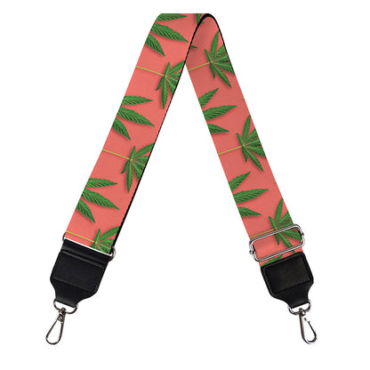 Green And Pink Cannabis Leaf Print Bag Strap