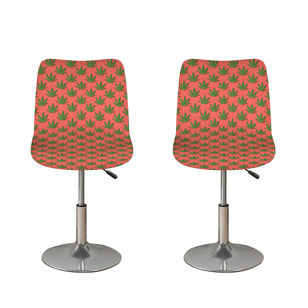 Green And Pink Cannabis Leaf Print Bar Stool Covers