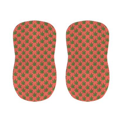 Green And Pink Cannabis Leaf Print Bar Stool Covers