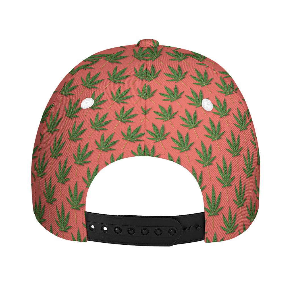 Green And Pink Cannabis Leaf Print Baseball Cap