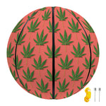 Green And Pink Cannabis Leaf Print Basketball