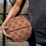Green And Pink Cannabis Leaf Print Basketball