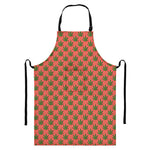 Green And Pink Cannabis Leaf Print Bib Apron With Pocket