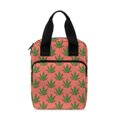 Green And Pink Cannabis Leaf Print Bible Tote Bag