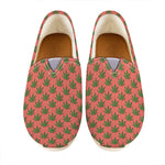 Green And Pink Cannabis Leaf Print Casual Shoes