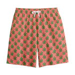 Green And Pink Cannabis Leaf Print Cotton Shorts