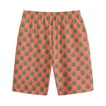 Green And Pink Cannabis Leaf Print Cotton Shorts