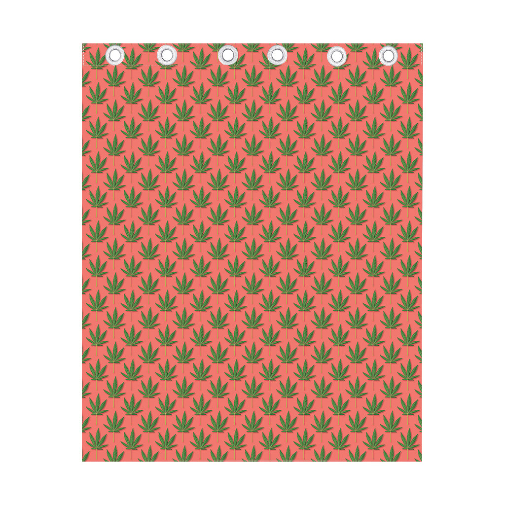 Green And Pink Cannabis Leaf Print Curtain