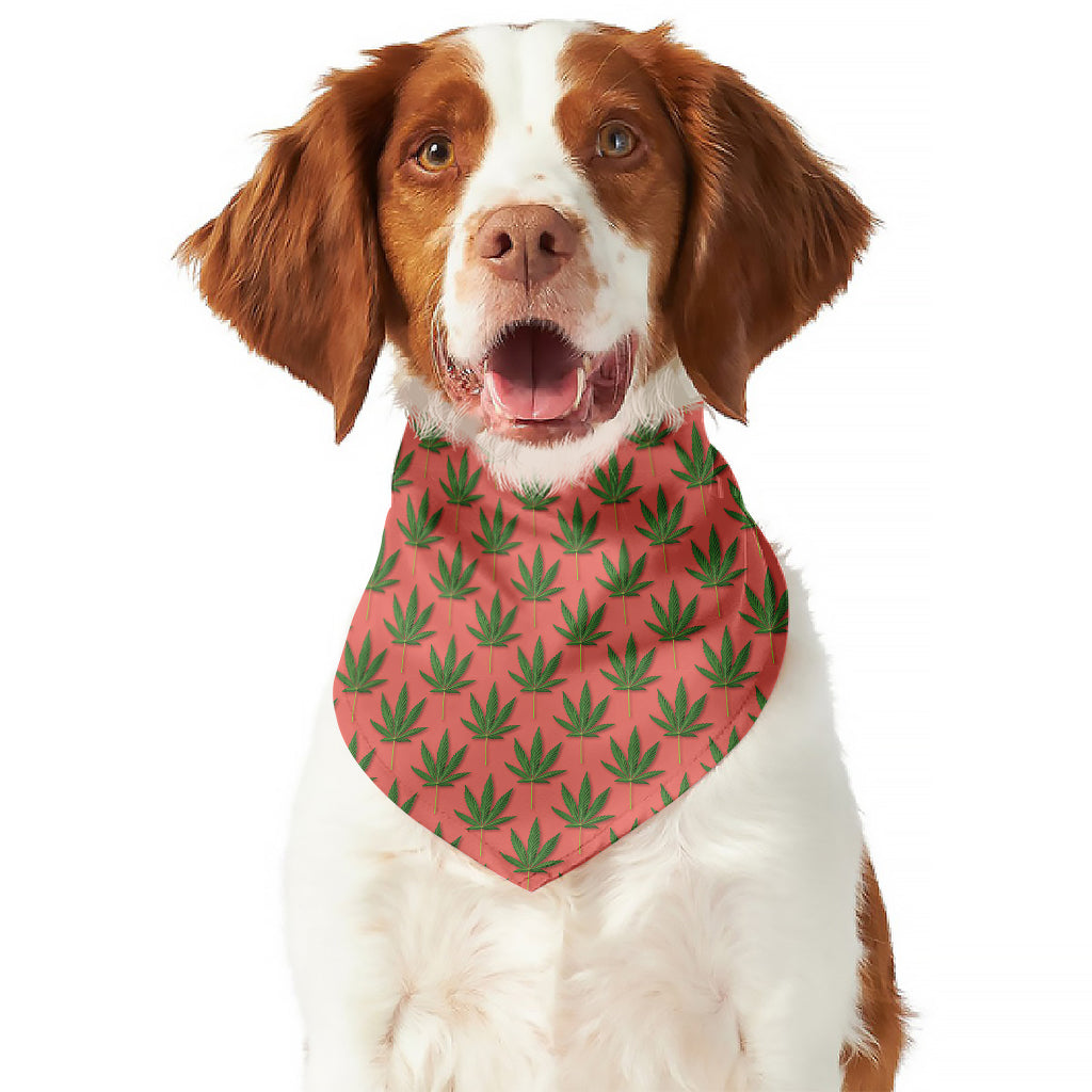 Green And Pink Cannabis Leaf Print Dog Bandana