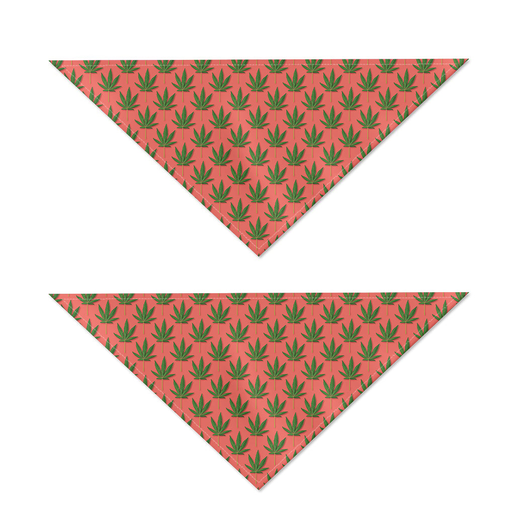 Green And Pink Cannabis Leaf Print Dog Bandana