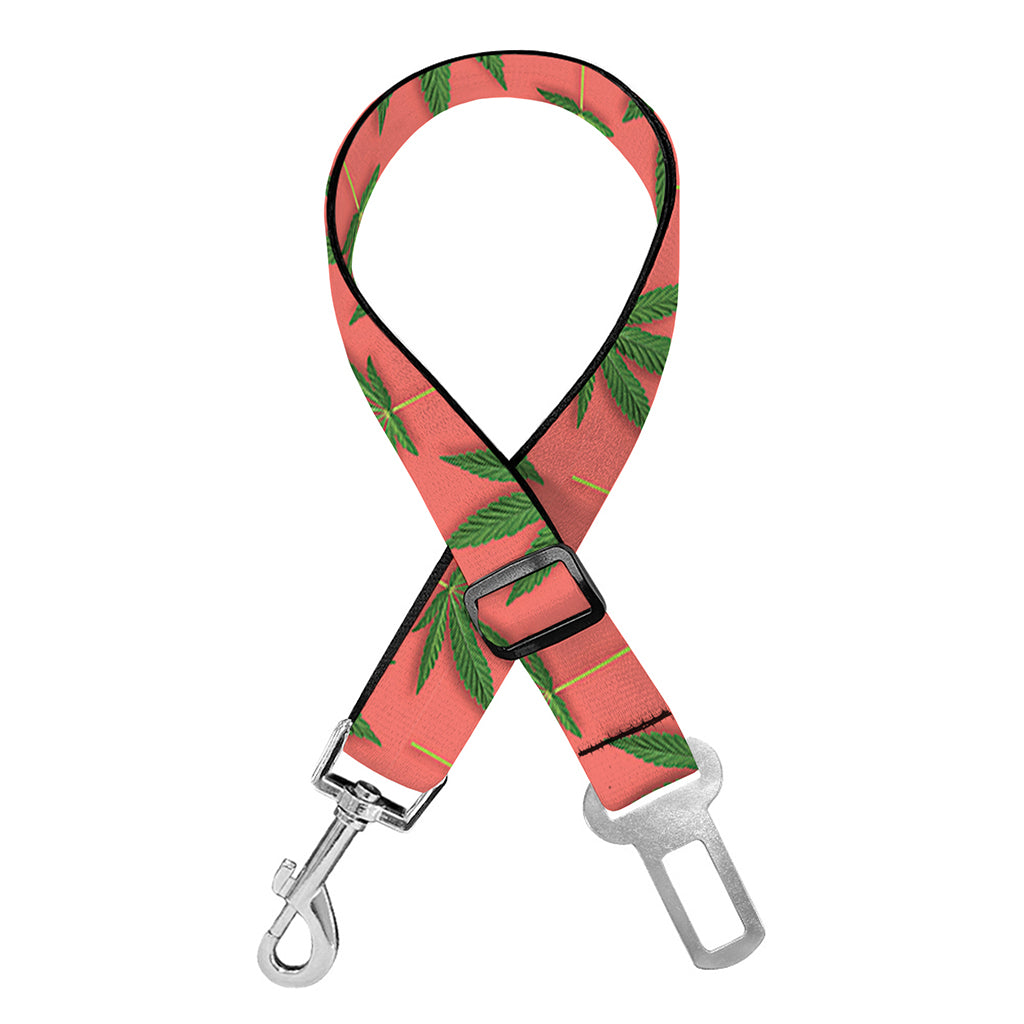 Green And Pink Cannabis Leaf Print Dog Seat Belt