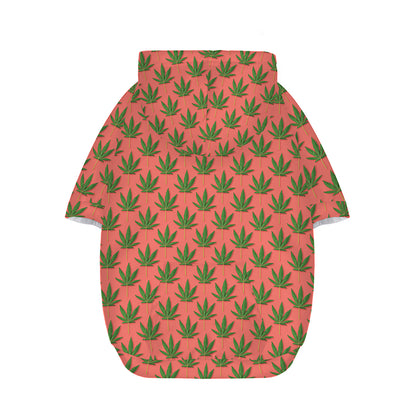 Green And Pink Cannabis Leaf Print Dog Zip Up Hoodie