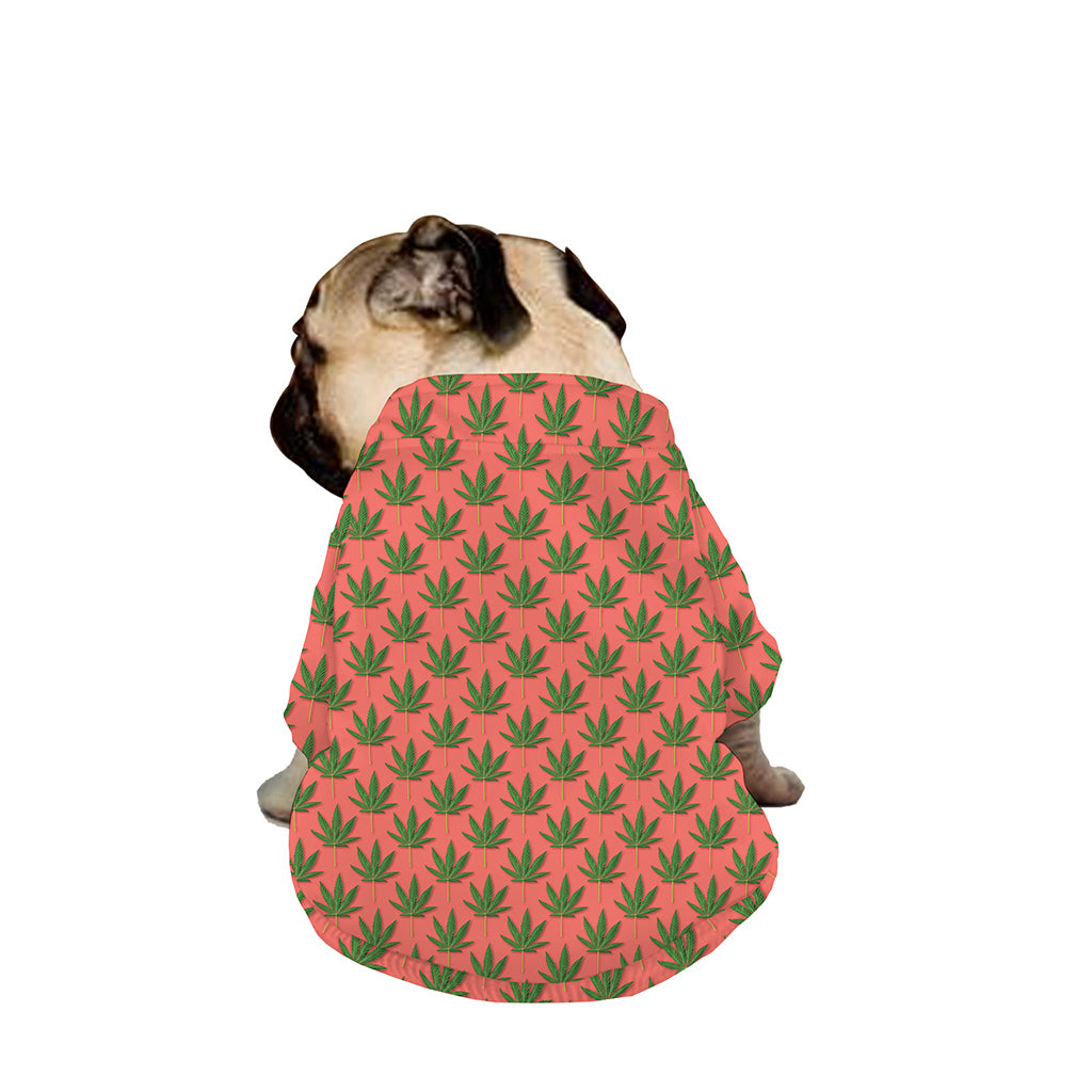 Green And Pink Cannabis Leaf Print Dog Zip Up Jacket