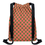 Green And Pink Cannabis Leaf Print Drawstring Backpack