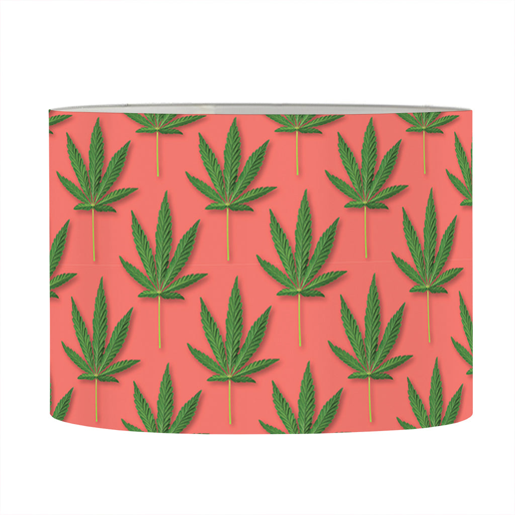 Green And Pink Cannabis Leaf Print Drum Lamp Shade