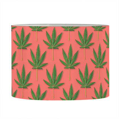 Green And Pink Cannabis Leaf Print Drum Lamp Shade