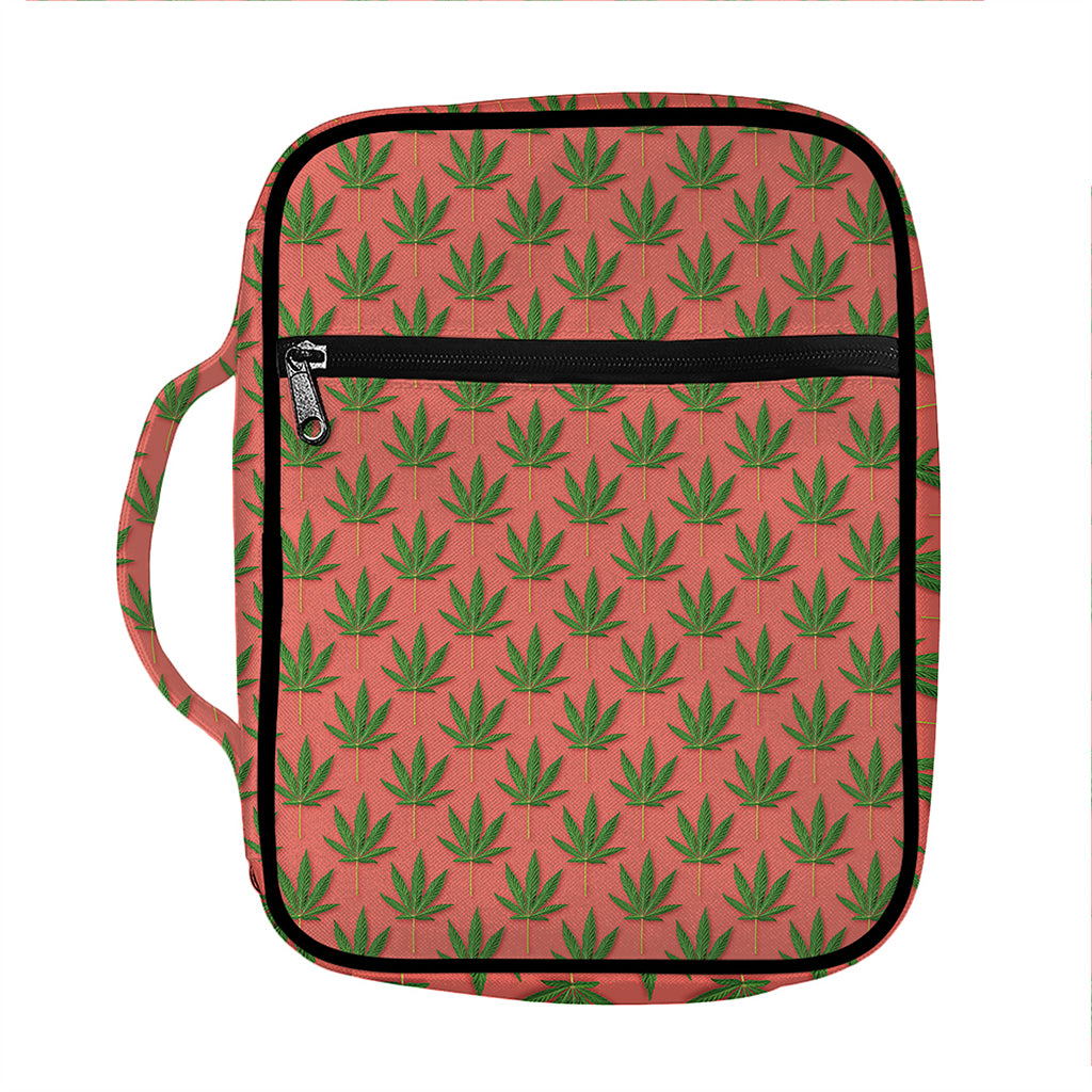 Green And Pink Cannabis Leaf Print Front Pocket Bible Bag