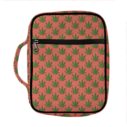 Green And Pink Cannabis Leaf Print Front Pocket Bible Bag