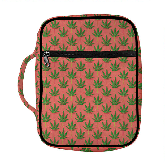 Green And Pink Cannabis Leaf Print Front Pocket Bible Bag