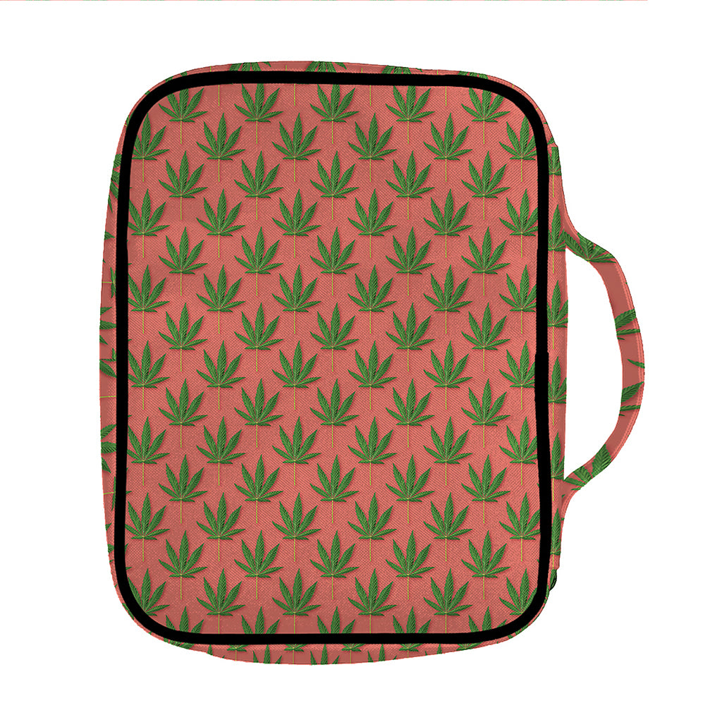 Green And Pink Cannabis Leaf Print Front Pocket Bible Bag